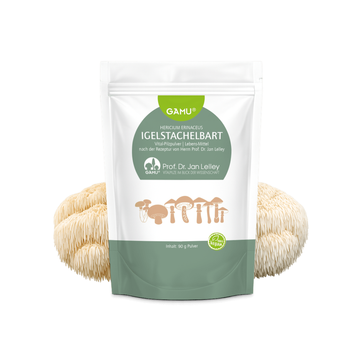 Bio Igelstachelbart / Hericium erinaceus / Pilzpulver gemahlen / 90g je Packung Beutel
